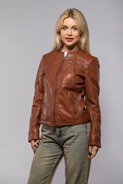 Hnědá kožená bunda GWMarlie 