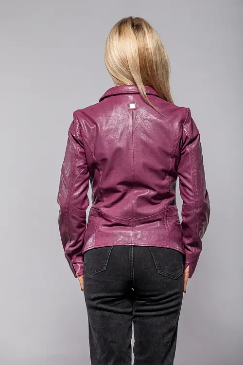 Růžová kožená bunda s límcem GWWany