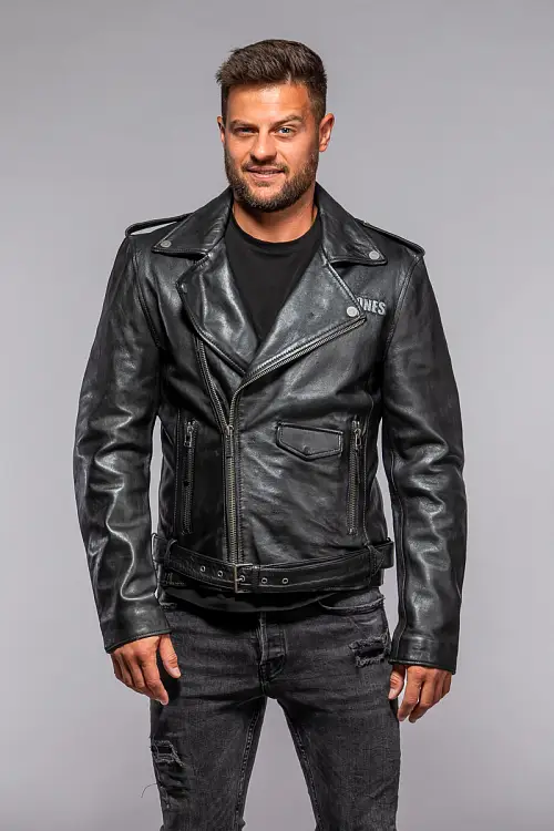 Pánský černý kožený křivák Ramones 2