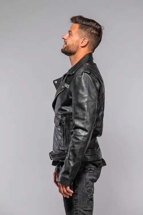 Pánský černý kožený křivák Ramones 2