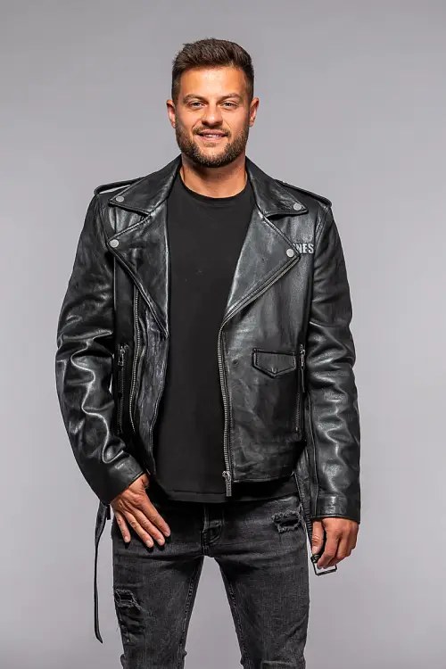 Pánský černý kožený křivák Ramones 2