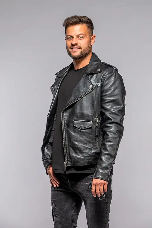 Pánský černý kožený křivák Ramones 2