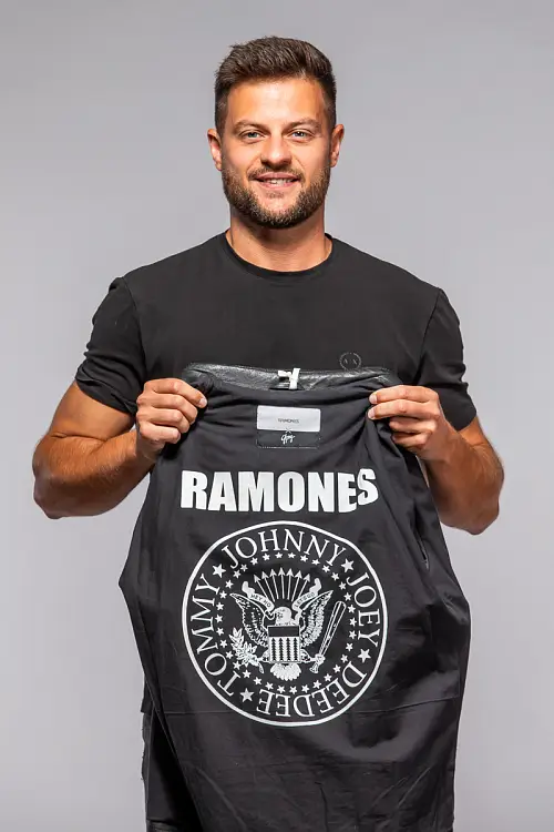 Pánský černý kožený křivák Ramones 2