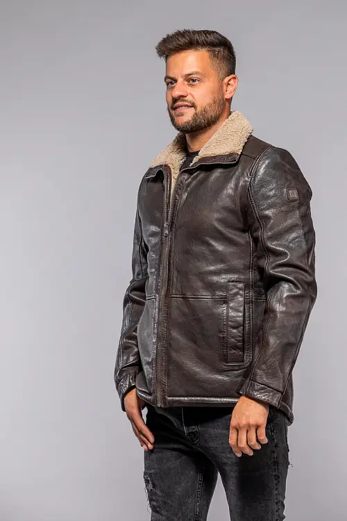 Pánská hnědá kožená bunda MMNuuko 