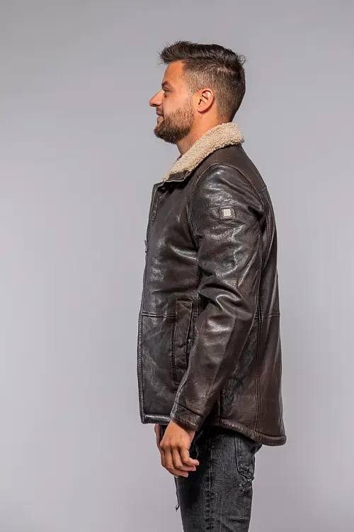 Pánská hnědá kožená bunda MMNuuko 