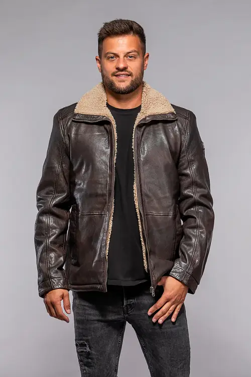 Pánská hnědá kožená bunda MMNuuko 