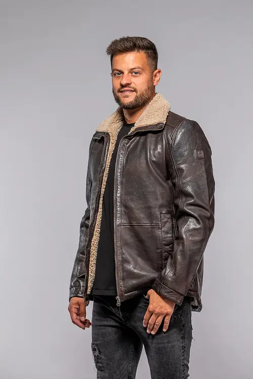 Pánská hnědá kožená bunda MMNuuko 