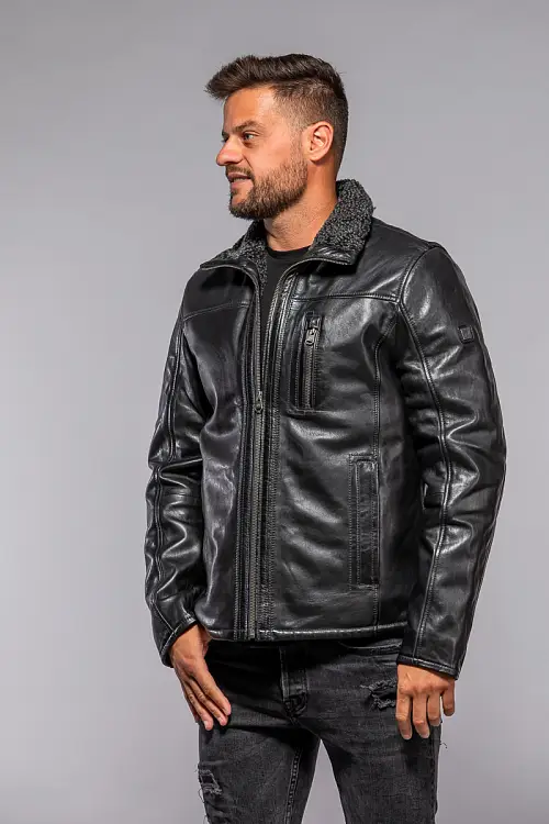 Pánská černá kožená pilotka DMNaotis 