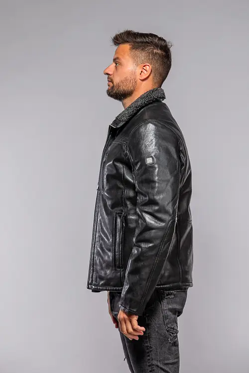 Pánská černá kožená pilotka DMNaotis 