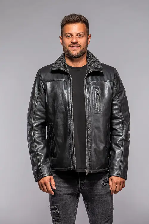 Pánská černá kožená pilotka DMNaotis 