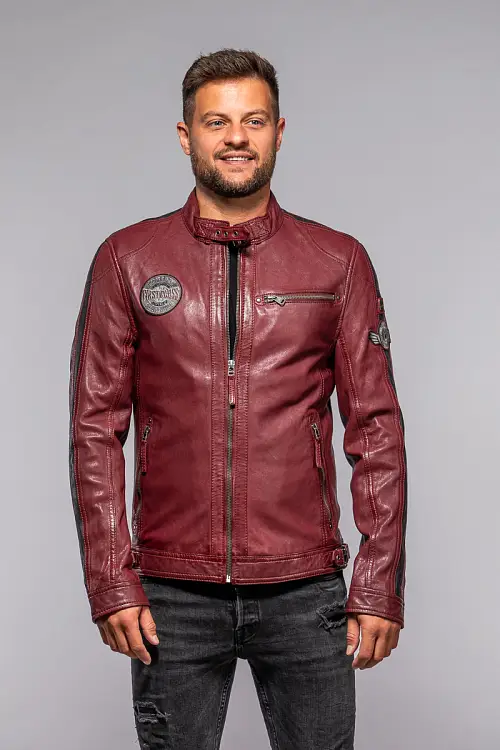 Červená pánská kožená bunda GMRaysam DB