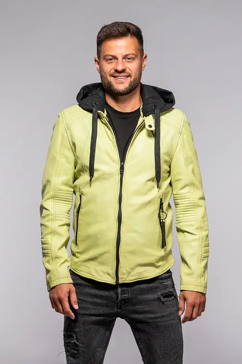 Pánská žlutá kožená bunda