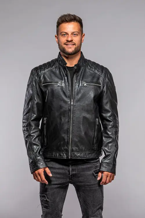 Kožená panská černá bunda