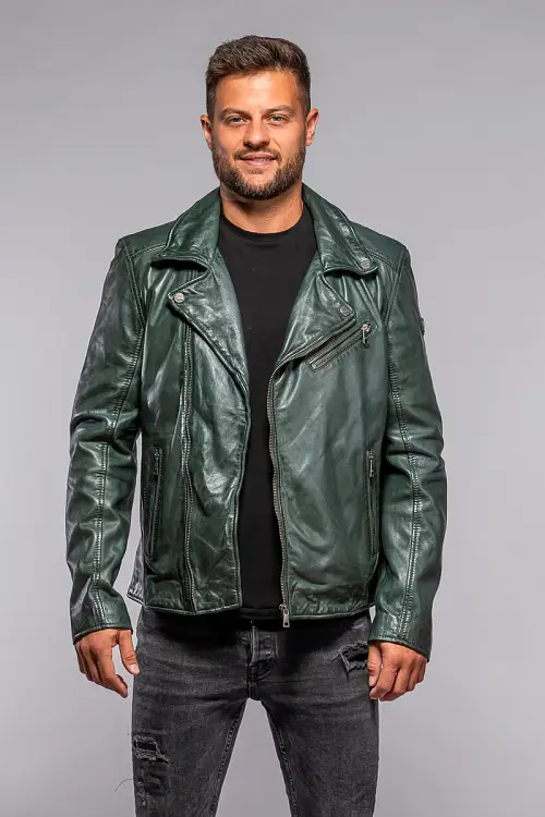 Pánský tmavě zelený kožený křivák MMKunro