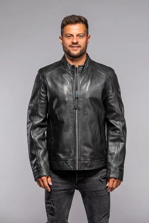 Pánská černá kožená bunda