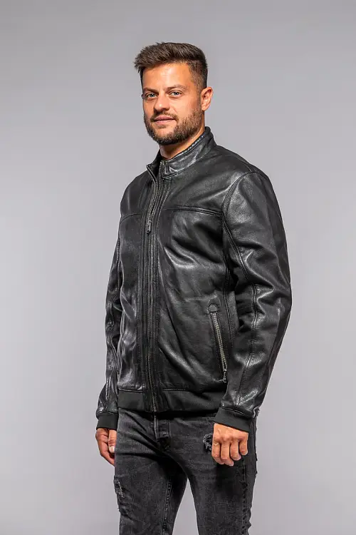 Pánská kožená bunda s úplety Divoký býk Matei