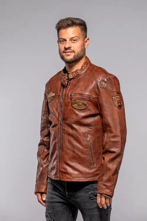 Hnědá pánská kožená bunda MMKendrik