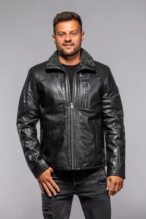 Pánská černá kožená pilotka