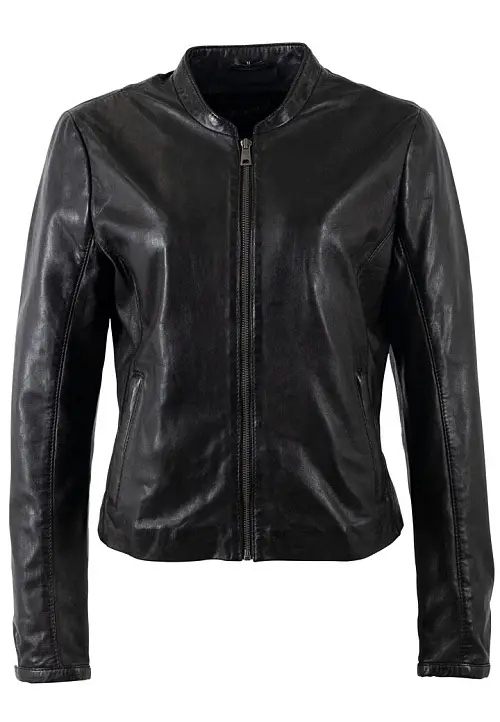 Elegantní dámská černá kožená bunda MWXuena 