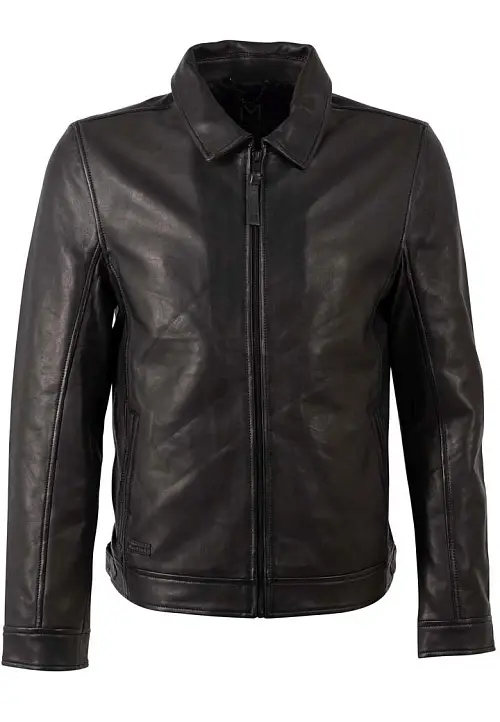 Černá pánská kožená bunda MSMTammio