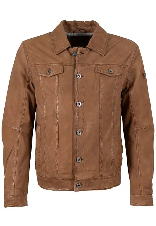 Pánská hnědá krátká kožená bunda MMEddo 