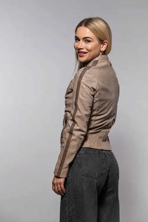 Béžová kožená bunda GWLiziya 