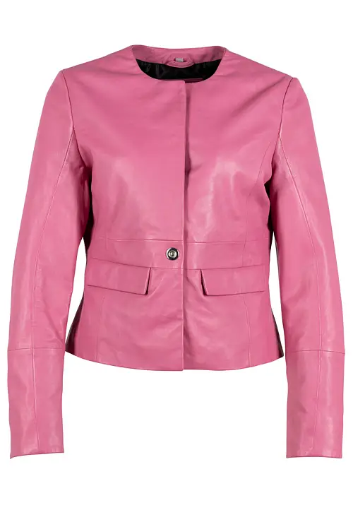Růžové dámské kožené sako GWReena Pink