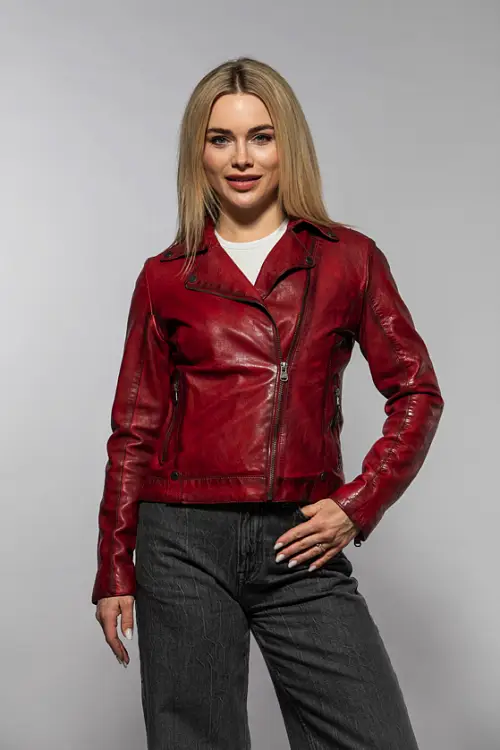 Dámský červený kožený křivák