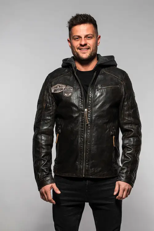 Černá pánská kožená bunda