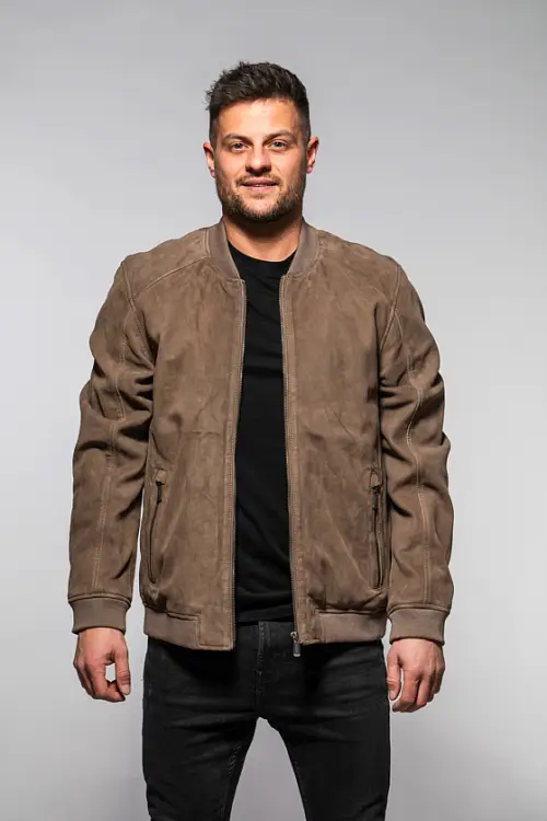 Šedá pánská kožená bunda