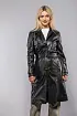 Dámský černý kožený kabát