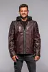 Červená kožená pánská bunda s textilni kapucí