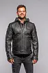 Černá kožená pánská bunda s textilni kapucí