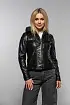 Dámská černá kožená bunda s kapucí