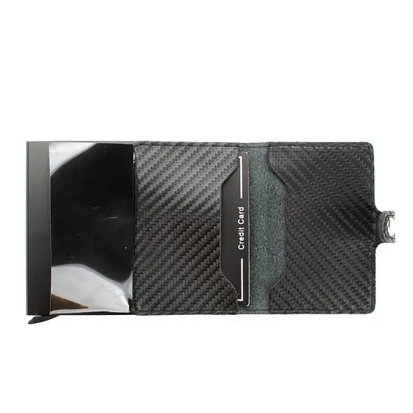 Černá kožená minipeněženka