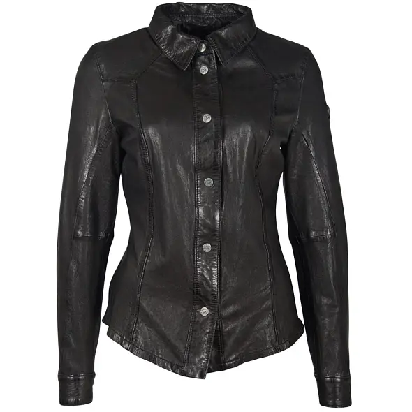 Dámská černá kožená košile GGshirt
