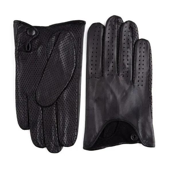 Pánské černé kožené rukavice pro řidiče