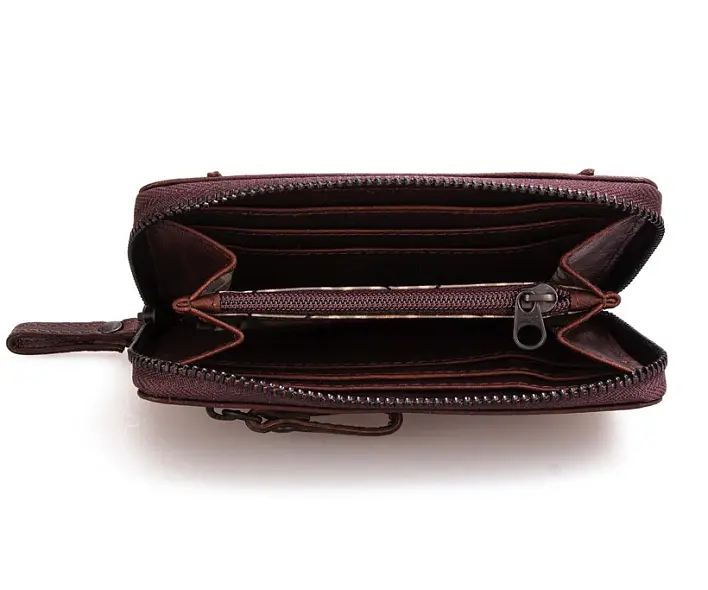 Černá kožená peněženka na zip SPIKES & SPARROW