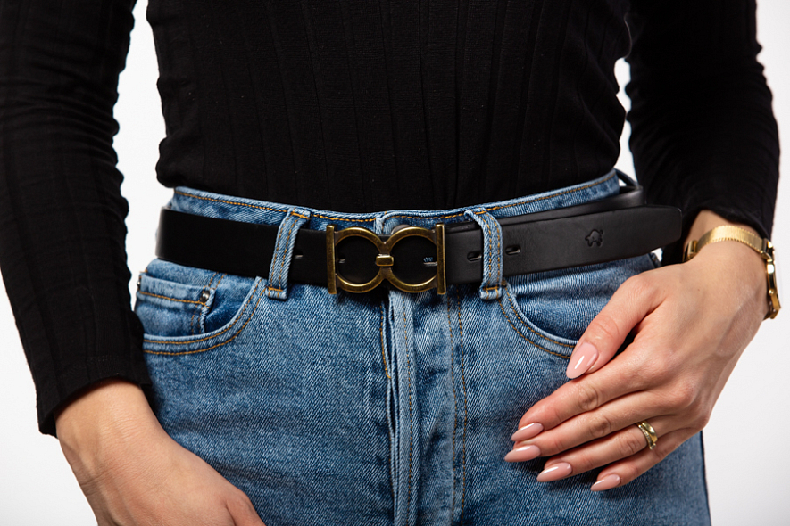 Dámský kožený černý opasek 30mm