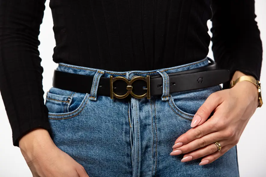 Dámský kožený černý opasek 30mm