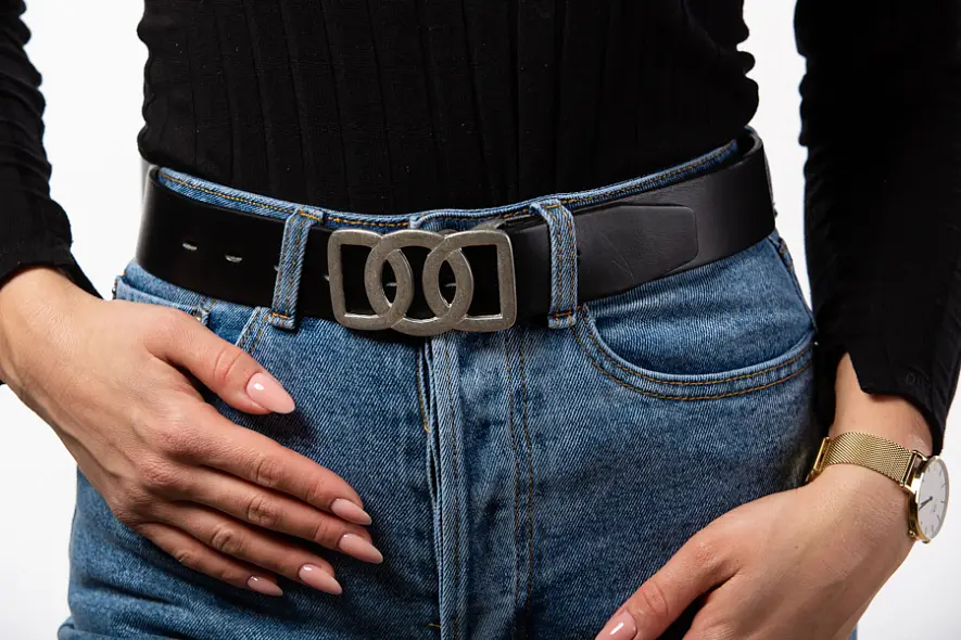 Dámský kožený černý opasek 40mm