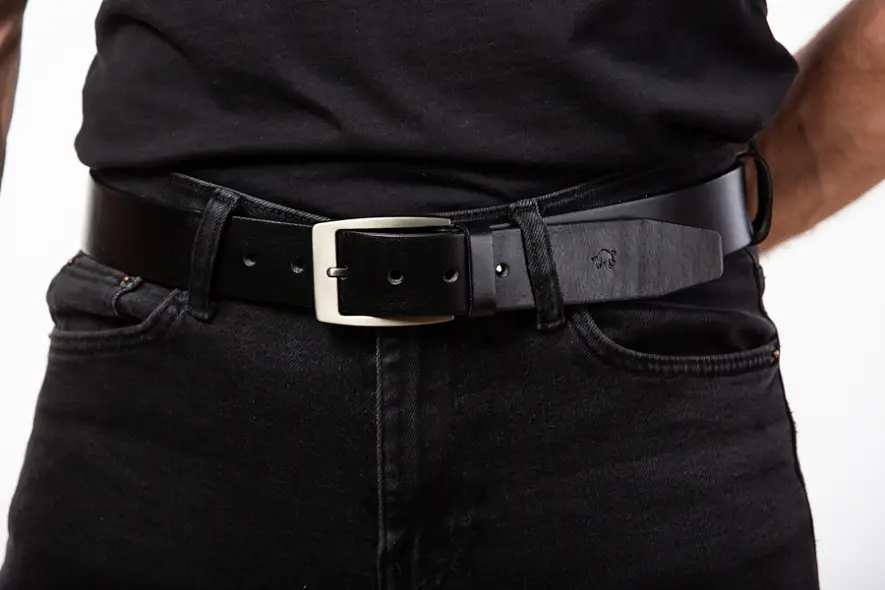 Pánský kožený černý opasek 40mm