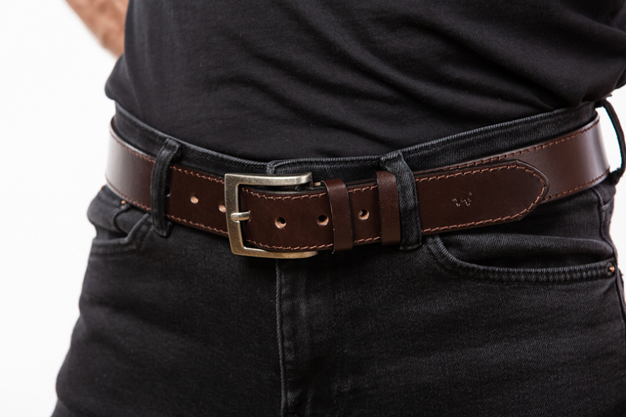 Pánský kožený hnědý opasek 40mm