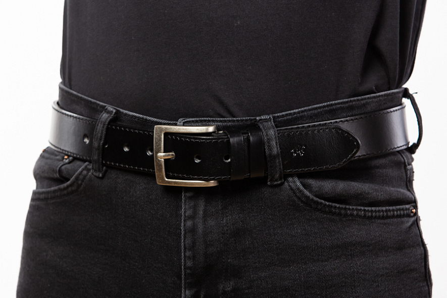 Pánský kožený černý opasek 40mm