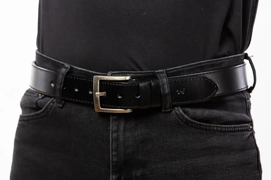 Pánský kožený černý opasek 40mm