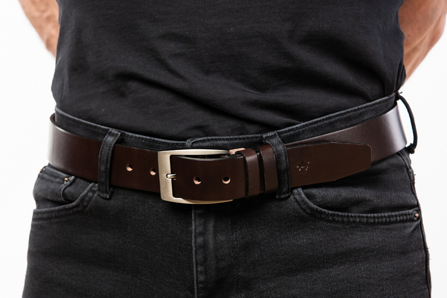 Pánský kožený hnědý opasek 40mm