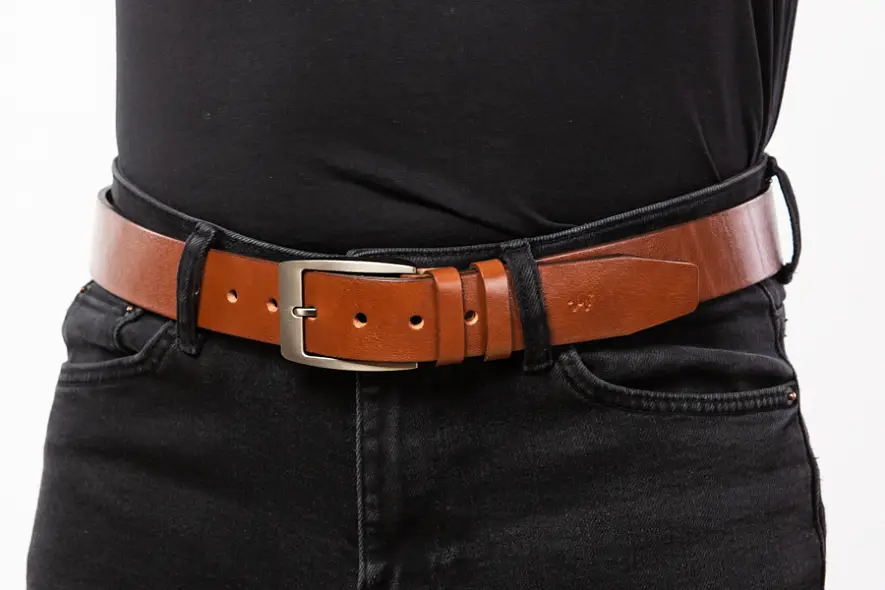 Pánský kožený camel opasek 40mm