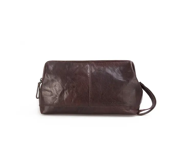 Hnědá kožená toaletní taška SPIKES & SPARROW 92630