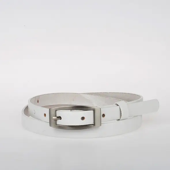 Dámský kožený bilý opasek 15mm 