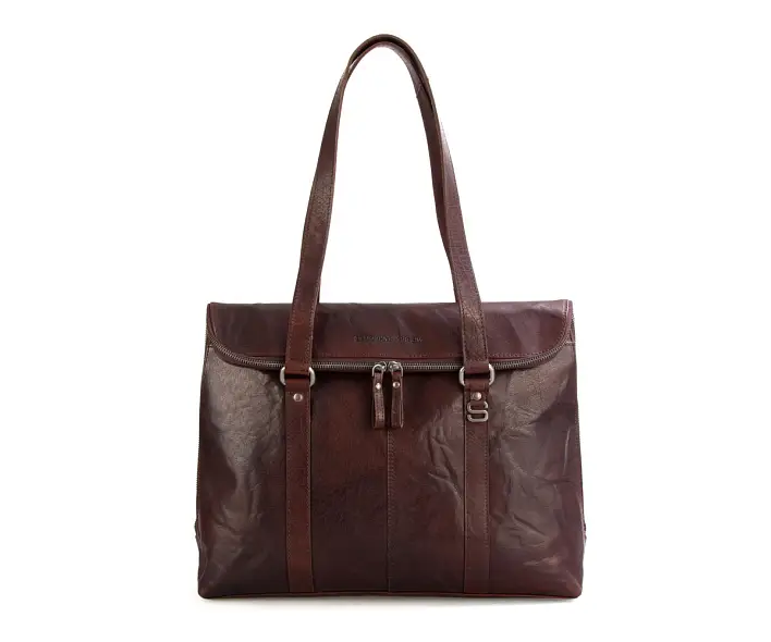 Hnědá kožená kabelka na laptop SPIKES & SPARROW A1